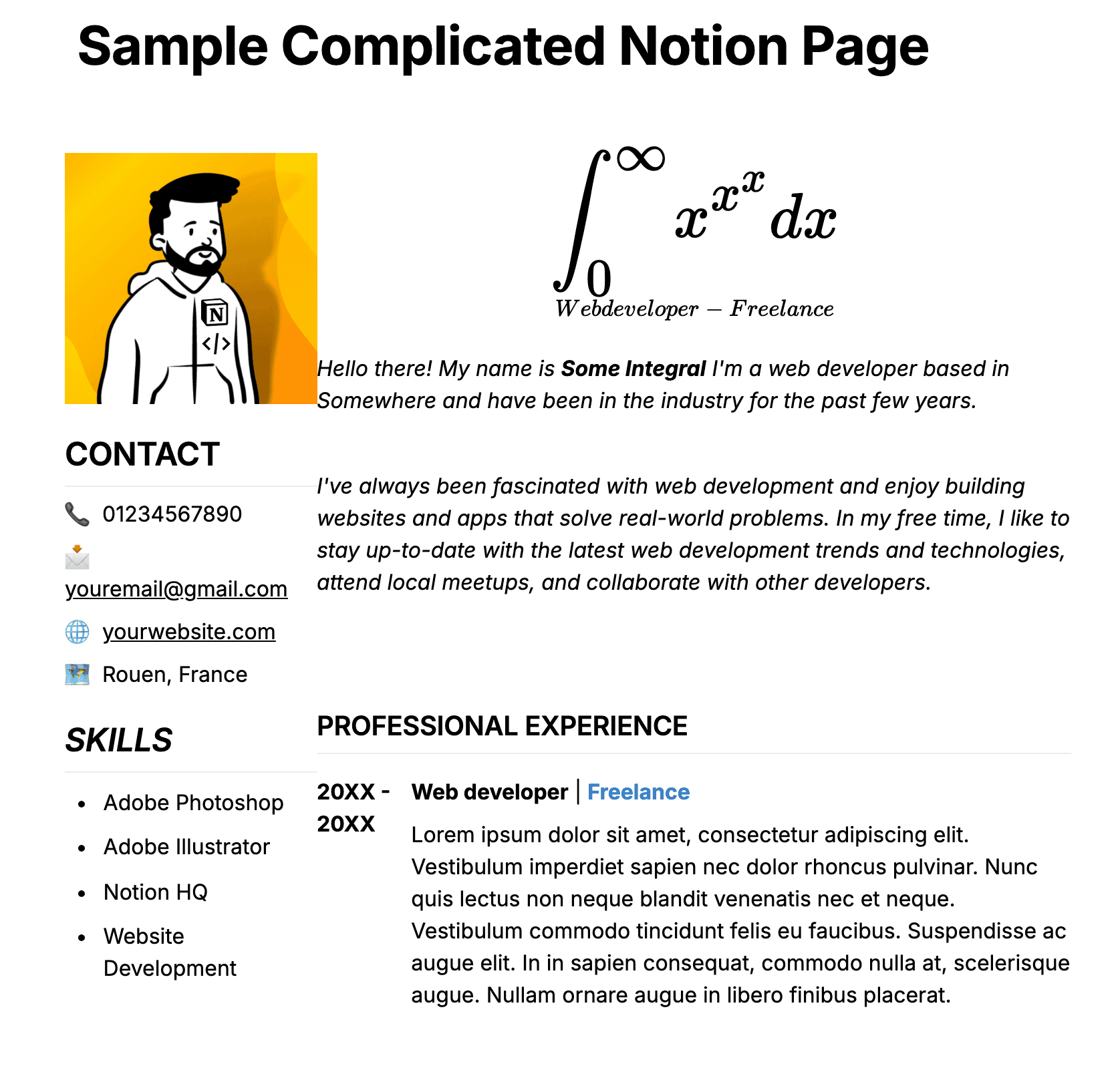 Notion's default PDF export showing the page with title, icon, and default formatting