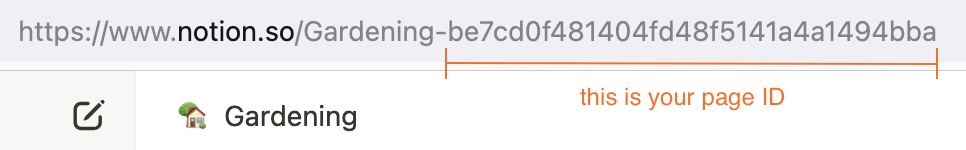 Notion page ID in a URL